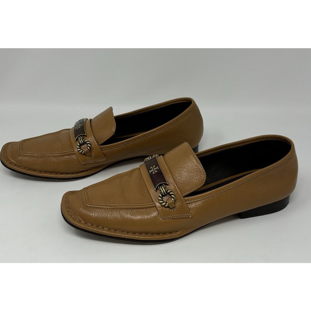 Tory Burch Perrine Loafers Size 7 Brown Horsebit Caramel Preppy Fits Like 8 Read - Picture 3 of 10